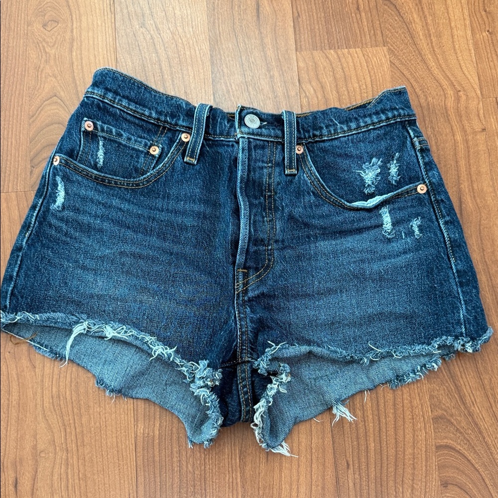 Levi’s 501 Distressed High Rise Denim Shorts